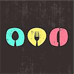 Vector grunge abstract restaurant menu design with cutlery