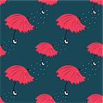 seamless pattern  with red umbrella and rain