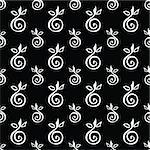 black seamless pattern with white abstract apple