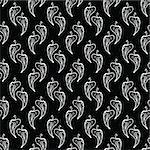 black seamless pattern with white pepper chili