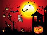 abstract halloween background with tree vector illustration