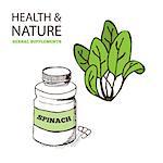 Health and Nature Supplements Collection.  Spinach - Spinacia oleracea