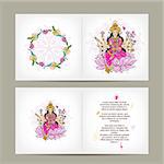 Indian goddess Shakti, postcard design. Vector illustration