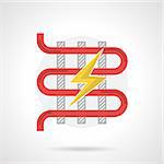 Flat color vector icon for electrical underfloor heating with red wire on white background
