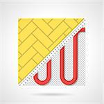 Flat color vector icon for red pipeline heated floor under yellow parquet on gray  background