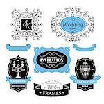 Set of wedding frames and labels vector illustration