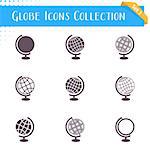 Vector globe icons collection isolated on white background