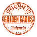 Welcome to Golden Sands grunge rubber stamp on white background, vector illustration