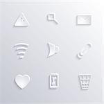 Modern paper icon set, vector collection with long shadow for web and mobile applications, vector paper 3D signs, eps10