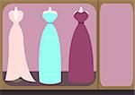 Fashion shopfront window with mannequins. Women's clothing shop with clothes on mannequin. Shop show-window or tailoring. Vector illustration