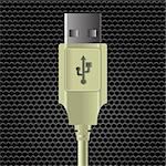 illustration  with USB cable on dark metal perforated background