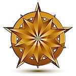 3d vector classic royal symbol, sophisticated golden star emblem isolated on white background, glossy aurum element.