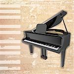 abstract beige grunge background with grand piano