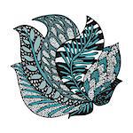 Doodling hand drawn amazing feathers with patterns in tattoo style, vector illustration