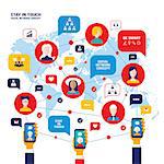 Social network concept People avatars mobile smart phones business icons for web Vector illustration