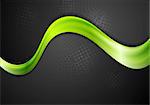 Green glowing wave abstract design. Vector illustration