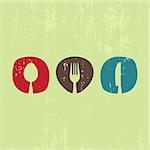 Vector grunge restaurant menu design with cutlery symbols