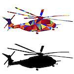 An image of a military helicopter - polygon style.