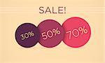 Vector sale tags with 30 â?? 70 percent discount