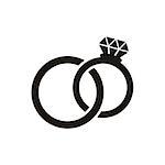 Black vector wedding rings icon isolated on white