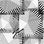 Black and white creative continuous lines pattern, contrast motif abstract striped background.