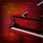 abstract red sound grunge background with grand piano