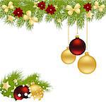 Christmas card with decorations - balls and stars. Vector illustration.