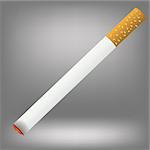 Realistic cigarette  on a grey background. Cigarette burns.