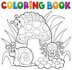Coloring book toadstool with animals - eps10 vector illustration.