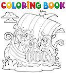Coloring book with Viking ship - eps10 vector illustration.