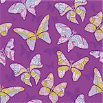 Decorative flying butterfly. Seamless pattern