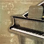 abstract green sound grunge background with grand piano