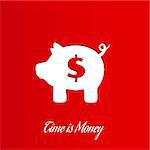dollar pig - time is money on red background