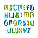 Multicolored handwritten uppercase letters, vector doodle brush typescript, hand-painted set of letters with brushstrokes.