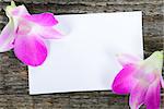 Lilac orchid flowers on old wooden background
