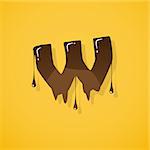 Vector choco letter "w" over yellow background