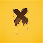 Vector choco letter "x" over yellow background