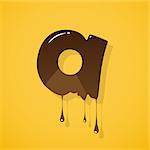 Vector choco letter "a" over yellow background