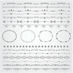 Collection of Seamless Hand Drawn Doodle Vintage Borders and Frames. Vector Illustration with Pattern Brashes