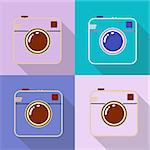 Hipster photo or retro camera icon with shadow. Eps10 illustration