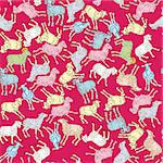 Seamless pattern with colored sheeps over a vibrant magenta background