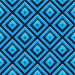 Seamless vector pattern with blue glossy squares. Retro pattern of geometric shapes.