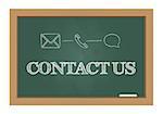 Contact us message drawn on chalkboard