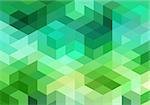 abstract green blue geometric vector background, cube pattern