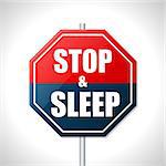 Stop and sleep bicolor traffic sign on white