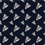 seamless pattern with yacht and big seagull