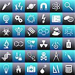 Science related vector icons collection in squares