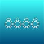 Turquoise background with engagement or wedding rings outline