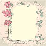 Floral frame with doodle elements. Vector background