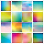 Set of 16 Abstract Colorful Blurred Backgrounds. Vector Illustration